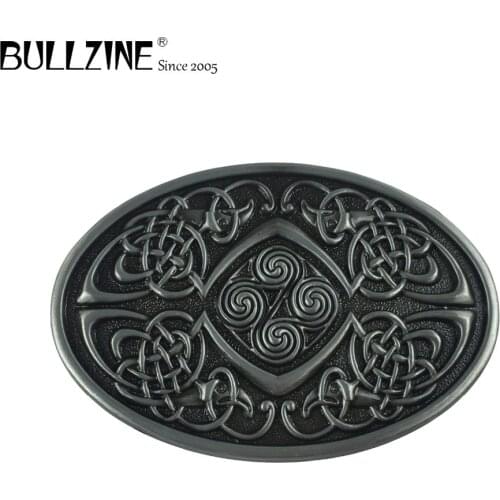 Bullzine wholesale western celtic knot cowboy jeans gift belt buckle 2 colors available FP-03323 suitable for 4cm wideth belt