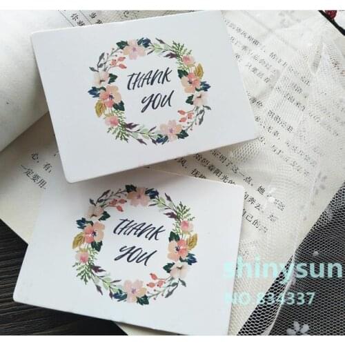 50pcs/lot new product Rectangle Garland card "Thank you " Small gift message card Writable card 6x8cm decoration card