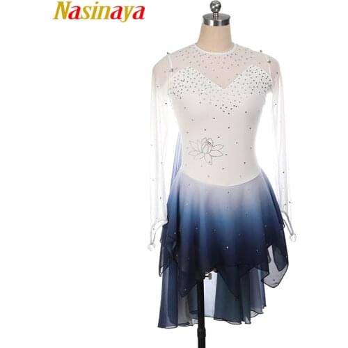Nasinaya Figure Skating Dress Customized Competition Ice Skating Skirt for Girl Women Kids Gymnastics Performance Ink painting