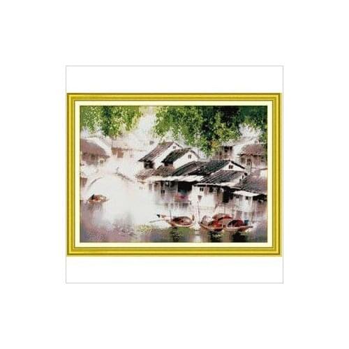Embroidery Package Free shipping Cross Stitch Kits Riverside Scenery 11CT