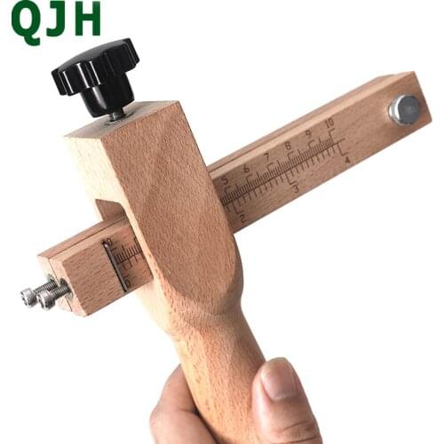 Adjustable Leather Strap Cutter Belt Strap Cutting DIY Hand Cutting Wooden Strip Cutter With 5 Sharp Blades Leather Tools