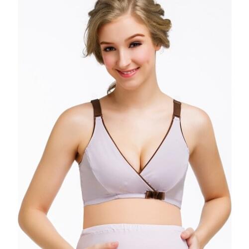 Removable padded maternity cotton bow cross-criss convenient postpartum nursing bra womens wireless push up breastfeeding bra