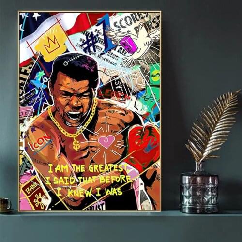 Modern Pop Street Graffiti Art Boxing Boxer Canvas Painting Wall Art Posters Prints Wall Pictures for Living Room Home Cuadros