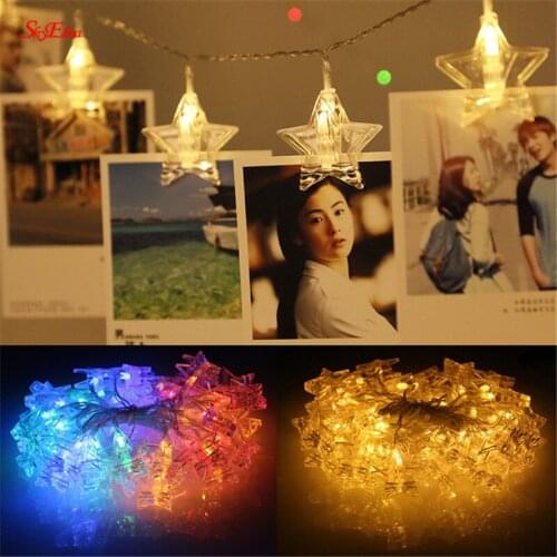 1.5/3/6M LED Photo Wall Clip Star Lights Decoration Fairy Light Battery Operated Waterproof Wire Lamp Outdoor Christmas 5Z