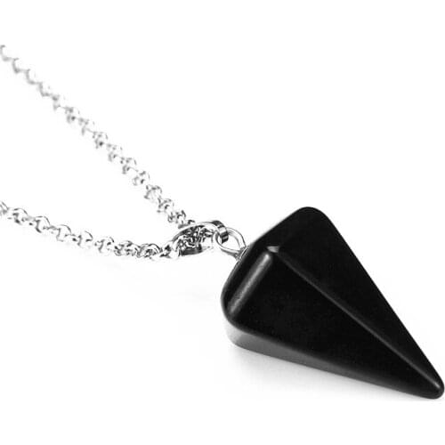 Uniqe Natural Rock Crystal Stone Hexagon Pyramid Reiki Pendulum Pendant Necklace Charms Chakra Amulet Fashionable Jewelry 30pcs