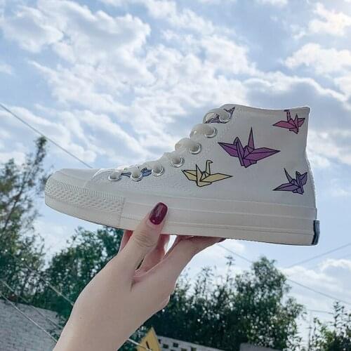 Vulcanized shoes woman mixed colors casual discoloration shoes flats women breathable high top shoes zapatillas mujer U12-03