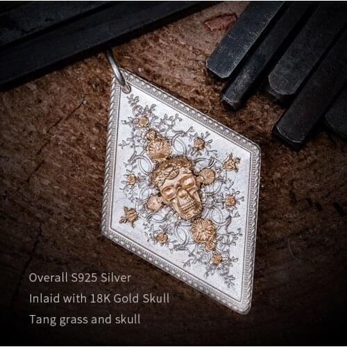 CARVE BONES[ Figure Skull]18K Gold Silver Double Skeleton Fashion Luxury Same Style of Star Pendant