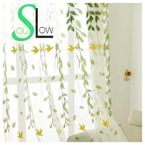 Slow Soul Embroidered Curtain Cotton White Pastoral Leaves Curtains Tulle Cortinas For Living Room Kitchen Bedroom 3d Baby Sheer