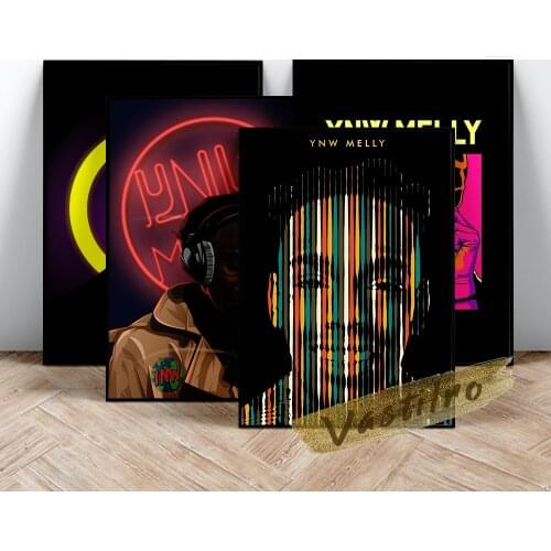 Ynw Melly Music Rapper Art Prints Retro Poster Canvas Painting Wall Art Modern Living Room Home Decor Bar Pub Club Wall Stickers