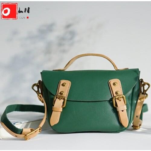 Luxury England Style Women Messenger Bag 2021 Vintage Contrast Color Genuine Leather Versatile Handbag Retro Female Shoulder Bag