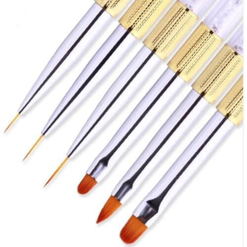 1pc Nail Art Metal Brush Acrylic Liquid Powder Carving Pen UV Gel French Flower Stripe Painting Pen Drawing Liner Nail Brush