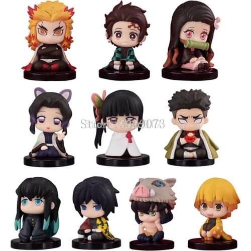 10pcs/lot Anime Demon Slayer Figure Kimetsu No Yaiba Nezuko Zenitsu Tanjirou Giyuu Inosuke Kyoujurou Kanawo Action Figure Toy