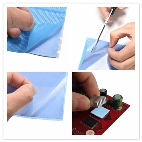 100 x100 x1mm Blue GPU CPU Heatsink Cooling 10cm*10cm*0.1cm Conductive Silicone Pad Cut & Uncut Thermal Silicone Pad Mat