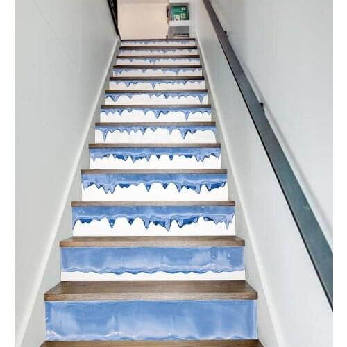 13pcs/set Ice Scum Icicle 3D Stair Stickers Waterproof Self-adhesive PVC Removable Wall Floor Stickers DIY Home Decor 18*100cm