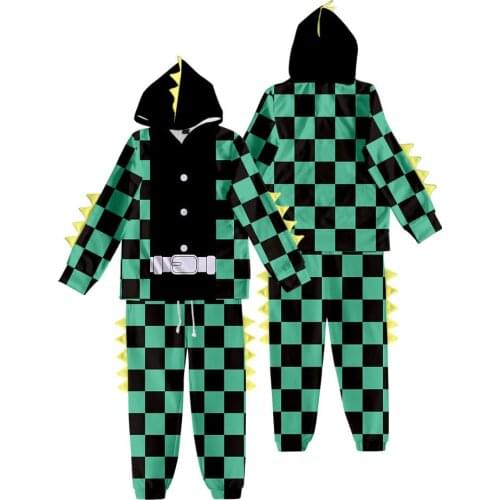 2021 Hot Sale Kids Hoodie Demon Slayer Kimetsu No Yaiba Hoodies Sweatshirt +Pants Boys Girls Coat Children Clothes