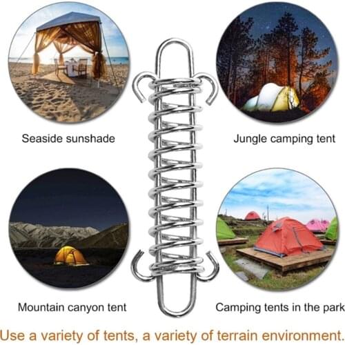 5pcs High Strength Camping Tent Spring Buckle High Elasticity Strength Stainless Rope Tensioner Fixed Hook Buckle Beach Camping