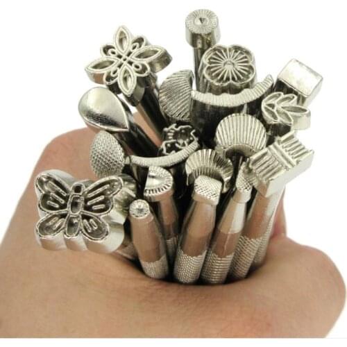 50sets Alloy Leather Tools 20pcs/LOT DIY Leather Working Saddle Making Tools Set Carving Leather Craft Stamps Set Craft SN650