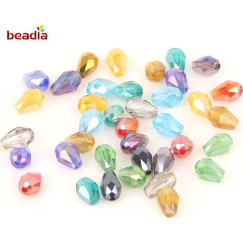 4x6mm 70pcs Austria Teardrop Crystal Waterdrop Beads Loose Spacer Beads For DIY Jewelry Crafts Sewing Clothing Accessories