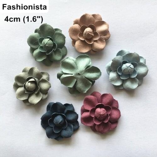 8 pcs - 4cm (1.6") 3D Leather Flowers Camellia,Bridal hair dress shoe accessory,DIY Brooch,Hairclip Flower Supplies,Handmade