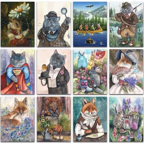 New Diamond painting Animals Mouse super cat fox hedgehog 5D Full Square Drill embroidery Cross stitch Round mosaic Drawing 674