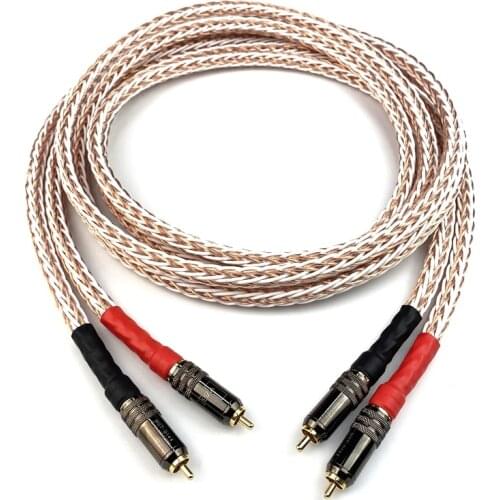 HiFi Audio Line Kimber 8TC 7N OCC Pure Copper RCA Cable Gold Plated Plug