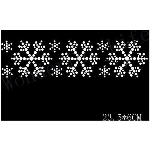 Free shipping nice snow flower white strips dot for clothing Hotfix Rhiestone Transfer Design Iron on for clothing use