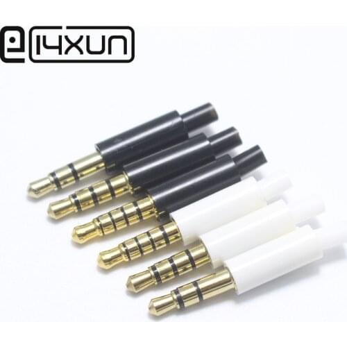 EClyxun 4 Pcs DIY Mini 3.5mm Stereo Headset Jack 3/4/5 Pole 3.5 Audio Plug Adaptor Connector White and Black Gold plated