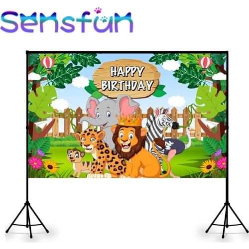 Safari Party Background Custom Animals Lion Jungle Baby Shower Newborn Boy Birthday Photography Backdrop Vinyl Custom