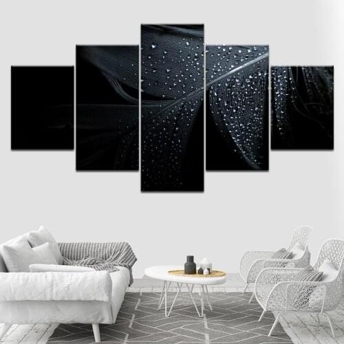 Drops of water on the leaves 5 Piece HD Wallpapers Art Canvas Print modern Poster Modular art painting Living Room Home Decor