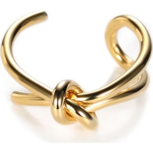 SRCOI Double Twist Knot Knuckle Ring Minimalist Gold Silver Color Metal Open Adjustable Ring Fashion Jewelry For Women Valentine