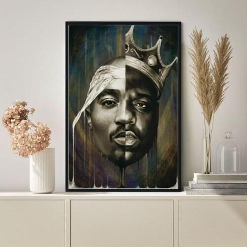 Biggie and Tupac Collage Poster Canvas Print Wall Painting Home Decoration ( No Frame )