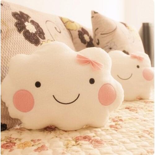 Kawaii Smiley Face Bow Cloud Pillow Stuffed Back Cushion Seat Cushion Plush Toy
