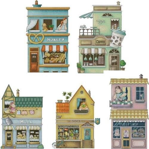 Cartoon store patterns counted 11CT 14CT 18CT DIY Cross Stitch Sets wholesale Cross-stitch Kits Embroidery Needlework