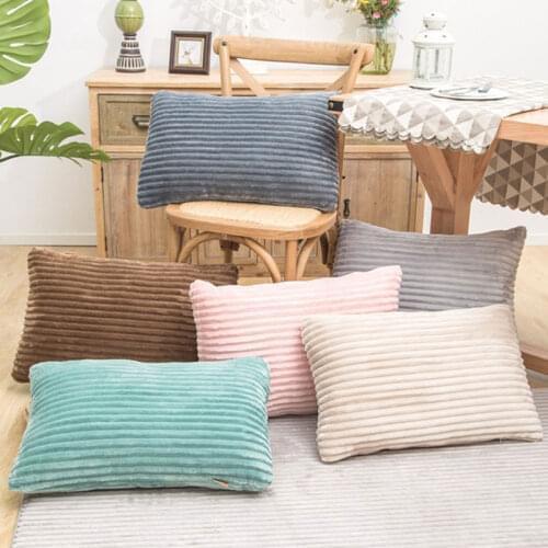 Stripes Rectangular Corduroy Flannel Pillowcase Solid Color Soft Cushion Covers Home Living Room Sofa Decorative Pillow Case