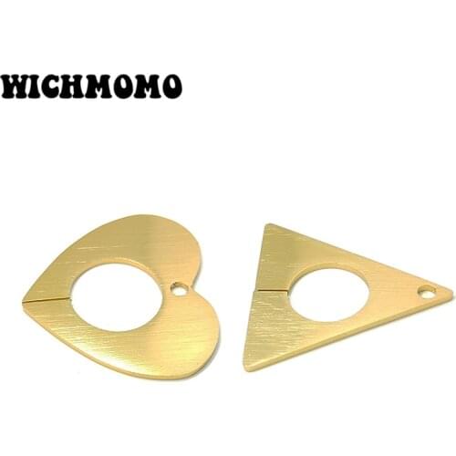 New Fashion 2pieces/bag 35mm Gold Aluminium Alloy Wire Drawing Charms Big Pendant for DIY Necklace Earring Jewelry Accessories
