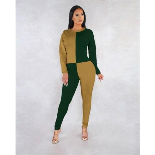 2021 Clothing Spring And Autumn New Popite Fashion Sport Slim With Two Color Stitchingtwo-Piece Set Sportswear Women