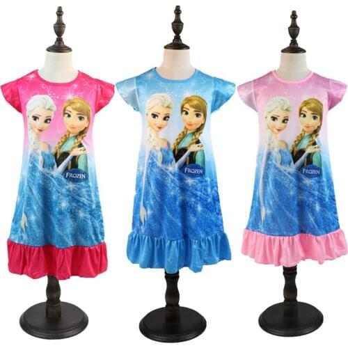 2021 Disney Princess Dress Girl Summer Clothing Kids Clothes Anna Elsa Childrens Pajamas Birthday Dresses Casual Costume 3 8 Y