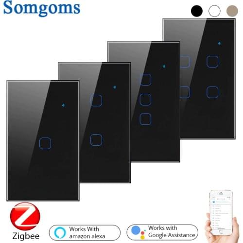 1234 Gang 2/3Way WiFi Touch Switch AC 100v220v Wall Light Switch Smart Home Zigbee Wireless Remote Control Tuya App US Standard