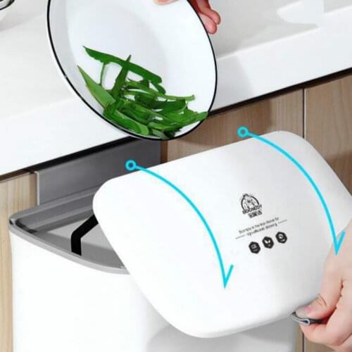 Modern minimalist kitchen wall-mounted storage bucket hanging wall cabinet door household large garbage bin with lid LB93011