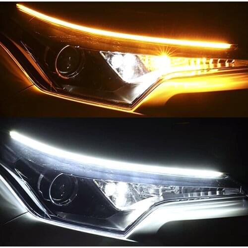 2Pcs Car Led Drl Strip Lights Flexible Drl With Turn Signals Lamp Led Daytime Running Light Sequential 12V Day Lights