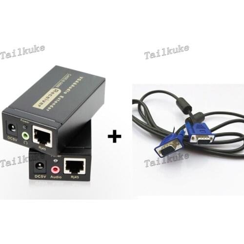 VGA Extender Single Network to RJ45 Signal Amplifier Audio and Video Synchronization HD Lightning Protection Transmission