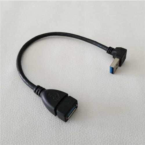 USB 3.0 High Speed Data Transfer Extension Cable 90 Degree Down Angle Male to Female Black 20cm