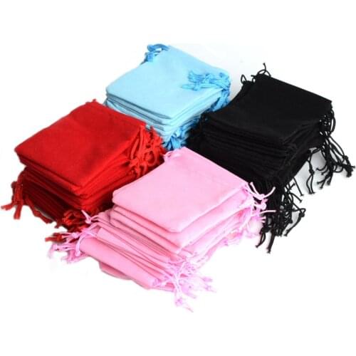 Jewelry Display Wholesale 100pcs Mix Color 10x12cm Jewelry Bag velvet Pouch Christmas Wedding Party Velvet Gift Bag #90004