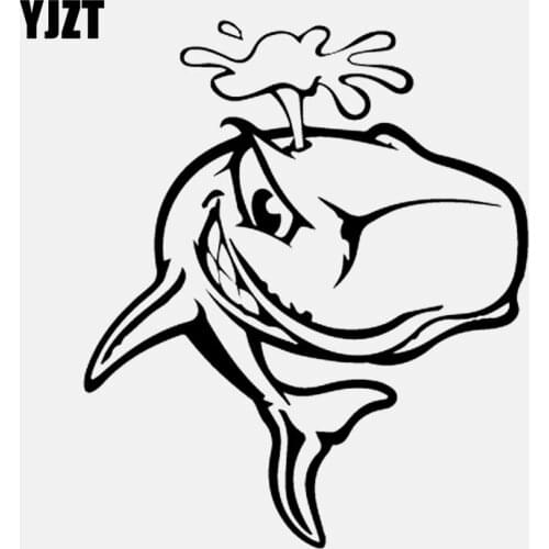 YJZT 13.5CM*16.1CM Angry Whale Sea World Creature Funny Cartoon Car Sticker Vinyl Decal Decor Art Black/Silver C24-0503