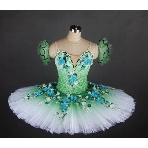 Green Classical Platter Ballet Tutu,Women/Girls Stage Performance/Competition Dance Costume,Ballerina Professional Grading Dress