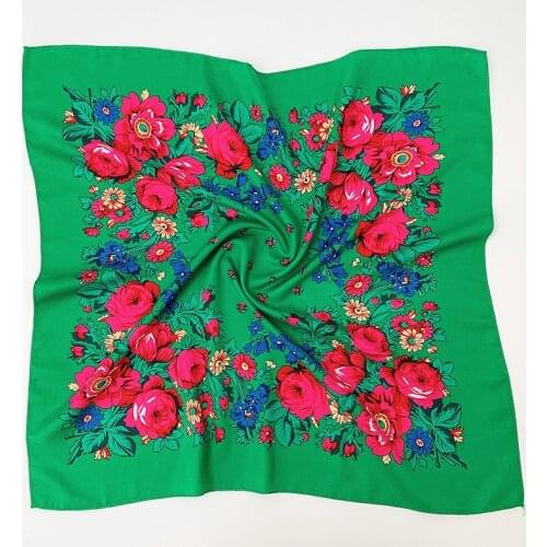 Small Scarf Handkerchief Russian Ethnic Pattern Printed Women Acrylic Scarf 70x70CM Hijab Headband Luxury Fashion Style Scarf
