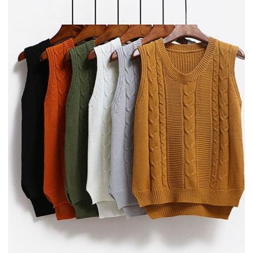 2021 autumn and winter Korean fashion new solid color sweater vest women short sleeveless round neck pullover knit top