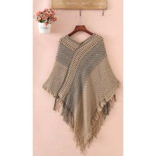 Spring Autumn Mid-Length Tassel Shawl Knitting Sweater Woman 2021 New Fashion Loose All-Match Cape Bat Shirt Sweater Female A943