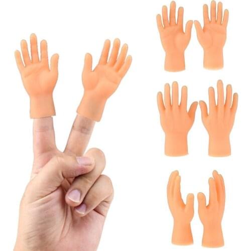 Funny Little Finger Puppet Silicone Spoof Prank Toys Left And Right Hand Model Massage Tool Novelty Toy For Children Kids 1 Pair