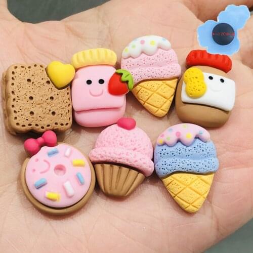 1pcs Resin Ice Cream Biscuit Boys Girls Garden Shoe Decorations Shoes Accessories Fit Croc Jibz Charm DIY Wristband